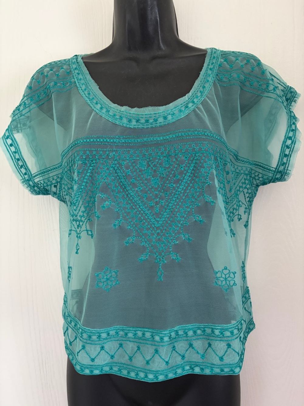 Free People The Vicki Sheer Embroidered Top